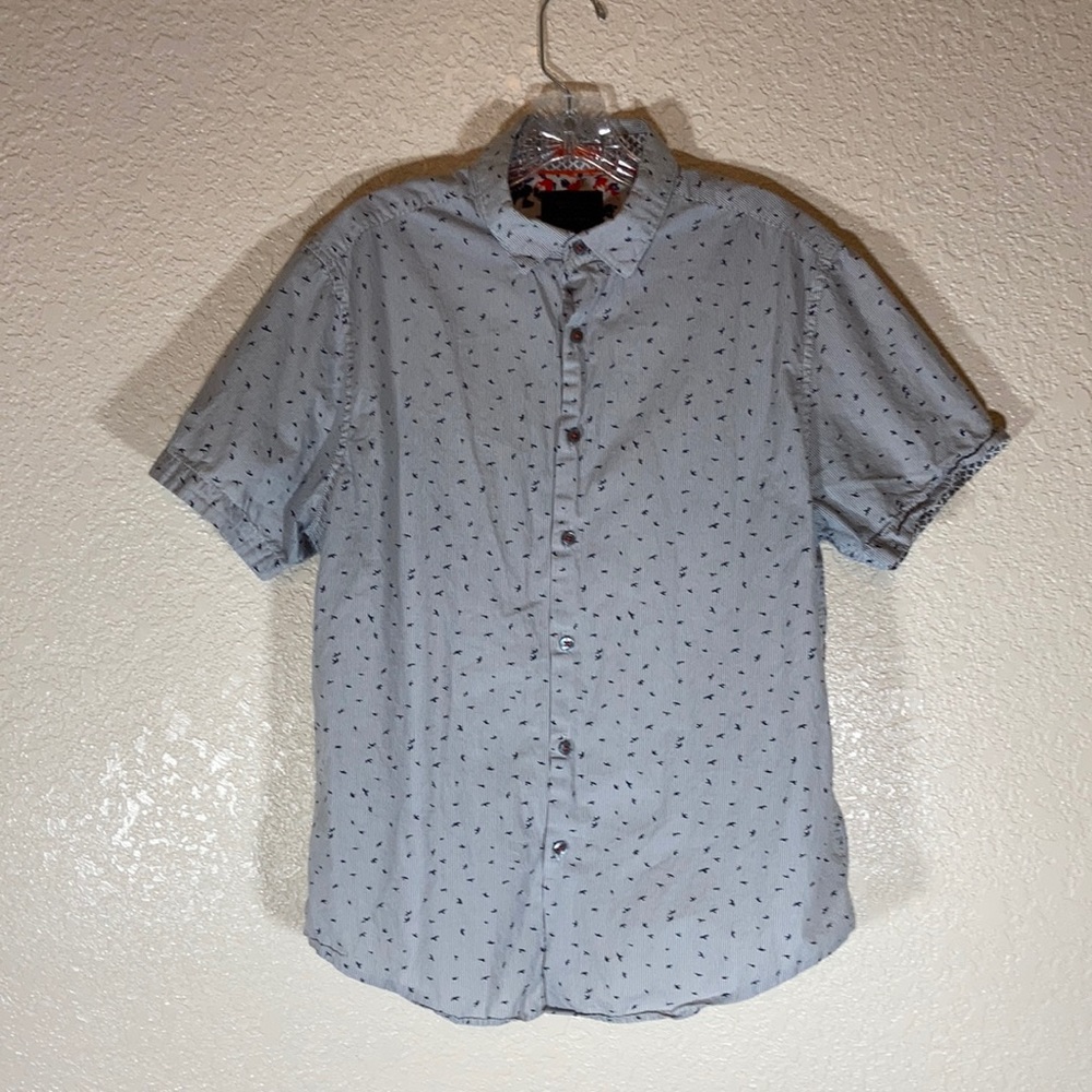 Denim Flower - L Men’s - slim fit short sleeve shirt